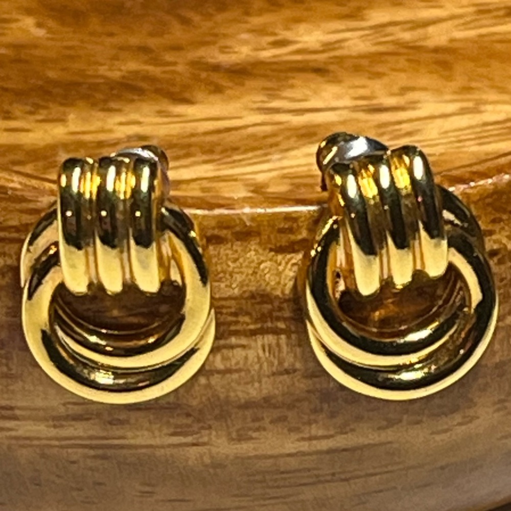Goldtone Door Knocker Style Pierced Earrings Posts
